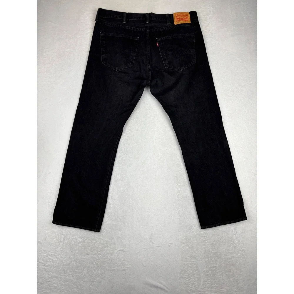 Levis 501 Original Fit Mens 38x30 Jeans Fuzzy Black Faded Grungy Washed Denim